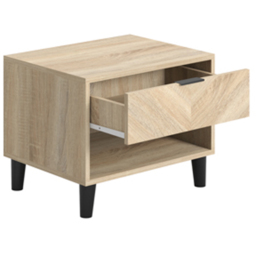 Stockholm Chevron Single Drawer Single Shelf Sonoma Oak Bedside Table - Wood - LPD Home - Wilko - thumbnail 7