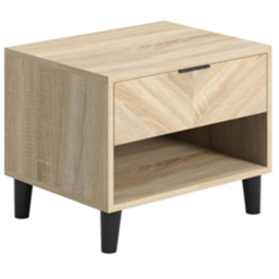 Stockholm Chevron Single Drawer Single Shelf Sonoma Oak Bedside Table - Wood - LPD Home - Wilko - thumbnail 4
