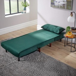 Home Source Morella Single Seater Green Velvet Folding Sofa Bed with Pillow - Wilko - thumbnail 6