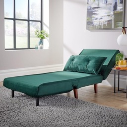 Home Source Morella Single Seater Green Velvet Folding Sofa Bed with Pillow - Wilko - thumbnail 7