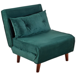 Home Source Morella Single Seater Green Velvet Folding Sofa Bed with Pillow - Wilko - thumbnail 3