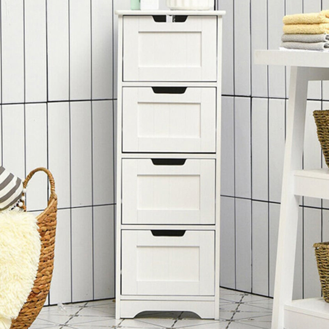 Costway 4 Drawer White Freestanding Bathroom Cabinet - Size: 94 x 38.1 x 12.7cm - Wilko - image 1