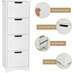 Costway 4 Drawer White Freestanding Bathroom Cabinet - Size: 94 x 38.1 x 12.7cm - Wilko - thumbnail 6