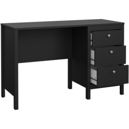 Florence Madrid 3 Drawers Desk Matt Black - Size: 48 x 120 x 76cm - Wilko - thumbnail 5