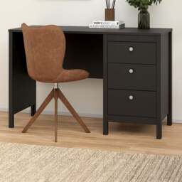 Florence Madrid 3 Drawers Desk Matt Black - Size: 48 x 120 x 76cm - Wilko - thumbnail 1