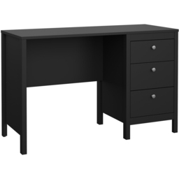 Florence Madrid 3 Drawers Desk Matt Black - Size: 48 x 120 x 76cm - Wilko - thumbnail 3