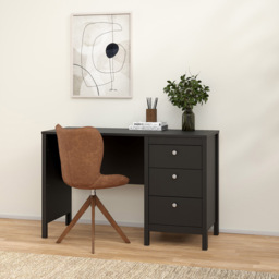 Florence Madrid 3 Drawers Desk Matt Black - Size: 48 x 120 x 76cm - Wilko - thumbnail 7