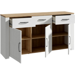 Florence Bohol 3 Door 3 Drawer White Riviera Oak Sideboard - Size: 42 x 166 x 87cm - Wilko - thumbnail 5