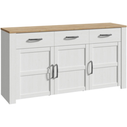 Florence Bohol 3 Door 3 Drawer White Riviera Oak Sideboard - Size: 42 x 166 x 87cm - Wilko - thumbnail 3