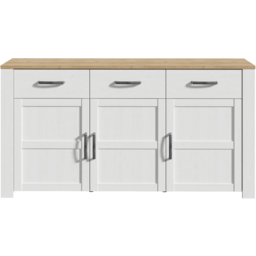 Florence Bohol 3 Door 3 Drawer White Riviera Oak Sideboard - Size: 42 x 166 x 87cm - Wilko - thumbnail 4