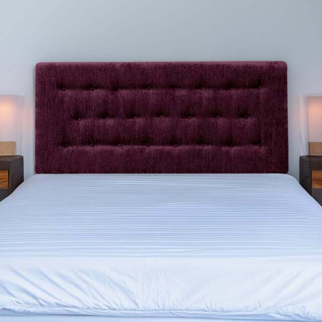 Bedmaster Lona Single Aubergine Chenille Buttoned Headboard - Purple - Wilko - image 1