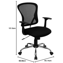 FWStyle Black Mesh Ergonomic Lumbar Support Office Chair - Size: 25 x 75 x 66cm - Wilko - thumbnail 7