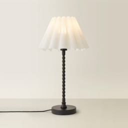 ValueLights Maeve White and Black Scallop Pleated Tapered Shade Bobbin Bobble Table Lamp and Bulb - Size: 37.3 x 25 x 25cm - Wilko - thumbnail 6