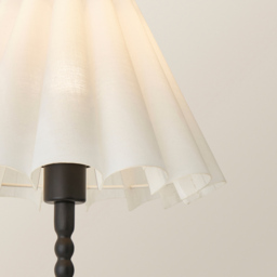 ValueLights Maeve White and Black Scallop Pleated Tapered Shade Bobbin Bobble Table Lamp and Bulb - Size: 37.3 x 25 x 25cm - Wilko - thumbnail 4