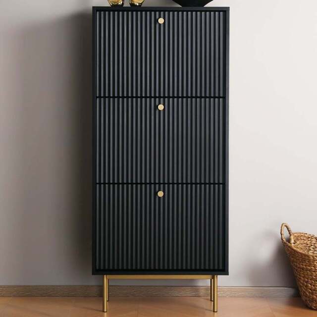 Devon 3 Drawer Black Storage Cabinet - Home Garden Direct - Wilko - image 1