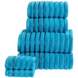 Rapport Home Teal Ribbed Cotton Face Cloth - Size: 0.1 x 30 x 30cm - Blue - Wilko - thumbnail 1