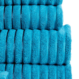 Rapport Home Teal Ribbed Cotton Face Cloth - Size: 0.1 x 30 x 30cm - Blue - Wilko - thumbnail 4