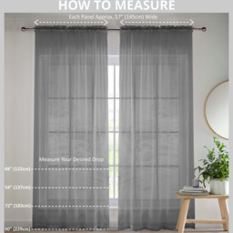 Tyrone Textiles Crystal Black Plain Sheer Voile Panel Curtain 145 x 183cm - Size: 183 x 145 x 1cm - Wilko - thumbnail 5