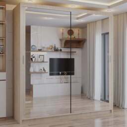 Sliding Wardrobes 4U 2 Sliding Door Oak Full Length Mirrored Wardrobe 203cm - Size: 2 Door - Brown - Wilko - thumbnail 1