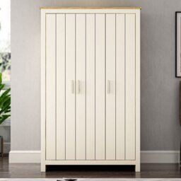 Lexington 3 Door Cream Gold Handle Wardrobe - Wilko - thumbnail 1