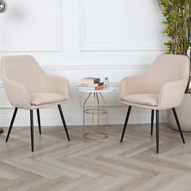 Pair of Muse Accent Chairs in Boucle Upholstery - Cream - Size: 83.5 x 55 x 58cm - Genesis - Wilko - image 1