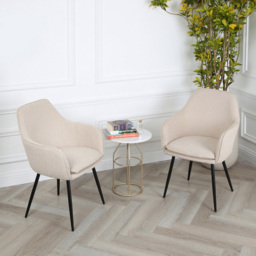Pair of Muse Accent Chairs in Boucle Upholstery - Cream - Size: 83.5 x 55 x 58cm - Genesis - Wilko - thumbnail 7