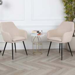 Pair of Muse Accent Chairs in Boucle Upholstery - Cream - Size: 83.5 x 55 x 58cm - Genesis - Wilko - thumbnail 1