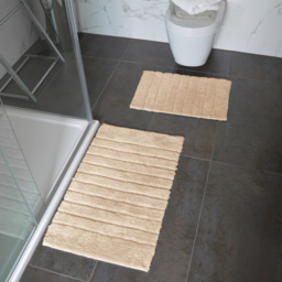 Allure Bath Fashions Stone Ribbed Bath Mat Set 2 Piece - Size: 50 x 80cm - Brown - Wilko - thumbnail 3