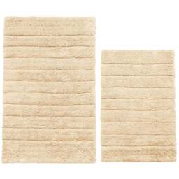 Allure Bath Fashions Stone Ribbed Bath Mat Set 2 Piece - Size: 50 x 80cm - Brown - Wilko