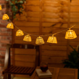 ValueLights White Rope Wicker Basket Battery Operated Outdoor Garden String Light 10 Pack - Size: 4.3 x 240 x 5.8cm - Wilko