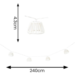 ValueLights White Rope Wicker Basket Battery Operated Outdoor Garden String Light 10 Pack - Size: 4.3 x 240 x 5.8cm - Wilko - thumbnail 5
