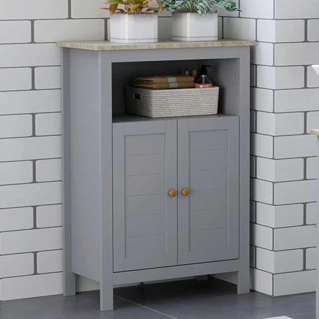 Kleankin 2 Door Grey and Brown Floor Cabinet - Size: 59 x 30 x 85cm - Wilko - image 1