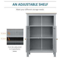 Kleankin 2 Door Grey and Brown Floor Cabinet - Size: 59 x 30 x 85cm - Wilko - thumbnail 7