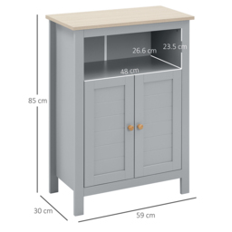 Kleankin 2 Door Grey and Brown Floor Cabinet - Size: 59 x 30 x 85cm - Wilko - thumbnail 4