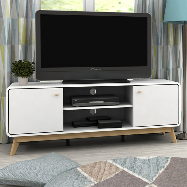 Loft24 Cassie 2 Door 2 Shelf White TV Stand - Size: 53 x 140 x 39cm - white/white - Wilko - image 1