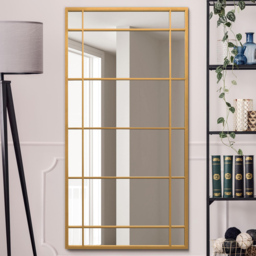 MirrorOutlet The Tabula Gold Metal Framed Window Wall Mirror 160 x 80cm - Wilko - thumbnail 3