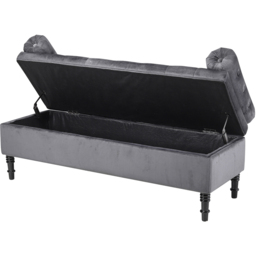 Living and Home Grey Upholstered Flip Top Storage Bench with Side Arms - Size: 46 x 126 x 44cm - Wilko - thumbnail 4