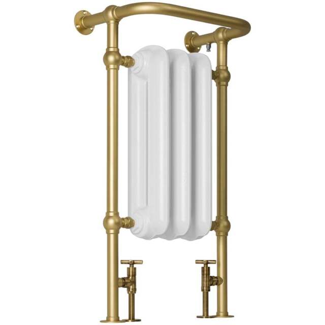 Terma 1217BTU White Soft and Brass Heated Towel Rail 900 x 490mm - Size: 90 x 49 x 31.5cm - Multi - Wilko - image 1