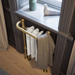 Terma 1217BTU White Soft and Brass Heated Towel Rail 900 x 490mm - Size: 90 x 49 x 31.5cm - Multi - Wilko - thumbnail 7