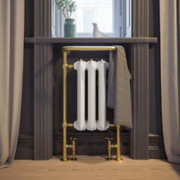 Terma 1217BTU White Soft and Brass Heated Towel Rail 900 x 490mm - Size: 90 x 49 x 31.5cm - Multi - Wilko - thumbnail 6