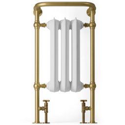 Terma 1217BTU White Soft and Brass Heated Towel Rail 900 x 490mm - Size: 90 x 49 x 31.5cm - Multi - Wilko - thumbnail 4