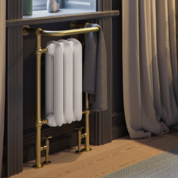 Terma 1217BTU White Soft and Brass Heated Towel Rail 900 x 490mm - Size: 90 x 49 x 31.5cm - Multi - Wilko - thumbnail 3