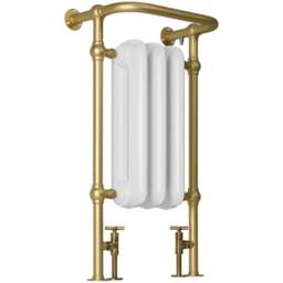 Terma 1217BTU White Soft and Brass Heated Towel Rail 900 x 490mm - Size: 90 x 49 x 31.5cm - Multi - Wilko