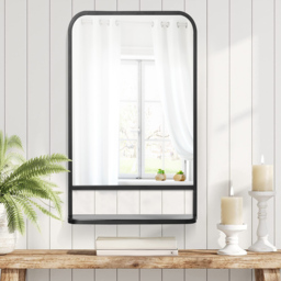 Portland Black Modern Square Wall Mirror 86 x 53cm - Wilko - thumbnail 7