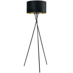 ValueLights Camden Black Velvet Gold Shade Tripod Floor Lamp with Bulb - Size: 154 x 57 x 57cm - Wilko