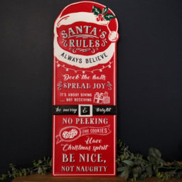 Samuel Alexander Red Metal Santas Rules Sign Board 68cm - Size: 68 x 25 x 25cm - Wilko - thumbnail 3