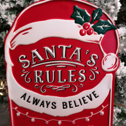 Samuel Alexander Red Metal Santas Rules Sign Board 68cm - Size: 68 x 25 x 25cm - Wilko - thumbnail 5