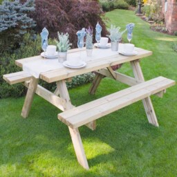 Forest Large Rectangular Picnic Table - Size: 4 Seater - Brown - Forest Garden - Wilko
