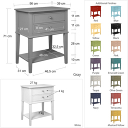 Dorel Franklin 2 Drawer White Accent Table - Wilko - thumbnail 5