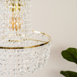 ValueLights Tegan Gold Jewel Droplet Pendant Lamp Shade - Size: 28 x 28 x 28cm - White - Wilko - thumbnail 4